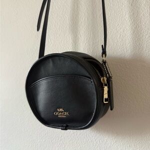 Coach Round Black Leather Crossbody Bag